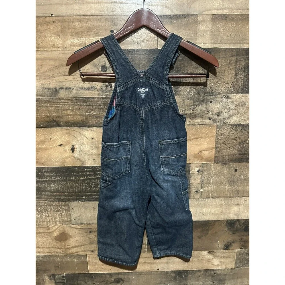 Oshkosh Overalls Denim Flannel Lined 2T Boys